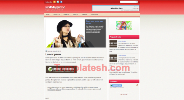 red magazine blogger template