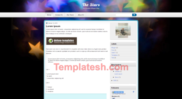 the stars blogger template